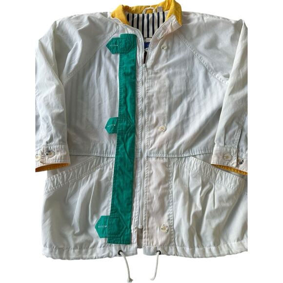 Vintage Braefair Sport Sailing Jacket Men's Medium White Yellow Nautical Windbre - Picture 3 of 8